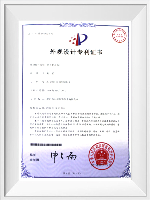 Design patent certificate