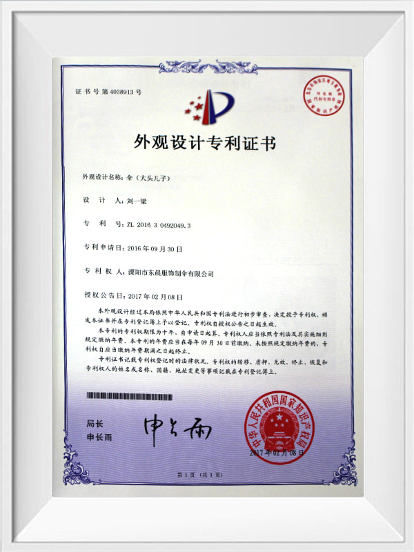 Design patent certificate