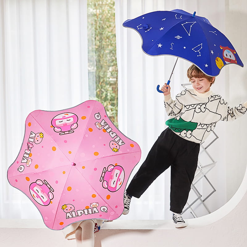 Uv Protection Children's cartoon round corner straight rod sunscreen umbrella